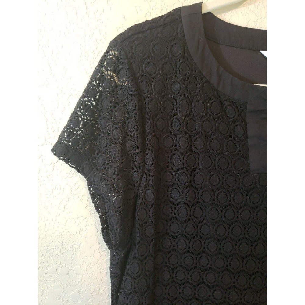 Isaac Mizrahi Short Sleeve Stretch Lace Sheath Dress Black Size Large - Picture 4 of 10